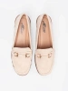 Beige Wedge Moccasins with Decorative Chain