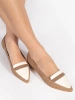 Beige and White Pointed-Toe Ballet Flats