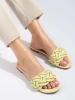 Chic Lime Slide Sandals with Chain Accent