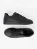 Black matte finish sneakers with lacing