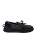 Soft, Black Moccasin Slippers with Bow