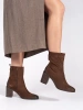 Brązowe skórzane botki damskie na słupku Sergio Leone