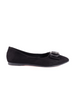 Soft Black Suede Ballet Flats with Buckle