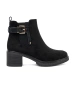Black ankle boots with buckle on stable heel