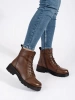 Sergio Leone Dark Brown Leather Ankle Boots with Chunky Soles