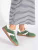 Green and White Leather Sneakers