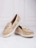 Mokasyny damskie złote z elastyczną podeszwą