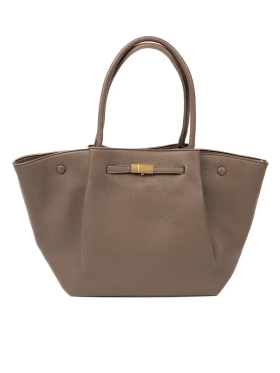 Taupe Shopper Bag with Closure