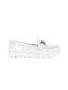 Leather White Loafers with Chain on Platform