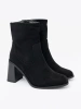 Black high-heel ankle boots in a classic cut
