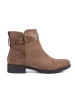 Beige Suede Ankle Boots with Decorative Strap