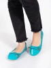 Blue Patent-Toe Flats