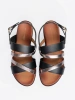 Czarne sandały Sergio Leone ze srebrnymi paseczkami