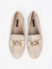 Gold Moccasins with Jewelry Detail on the Front