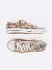 Beige Women's Sneakers with Flowers