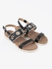 Black Sandals with Decorative Metal Circles