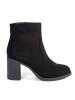 Classic Black Suede Block Heel Ankle Boots
