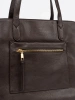 Dark Brown Handbag with Gold Accents