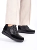 Sergio Leone Black Leather Wedge Slip-Ons
