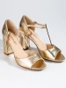 Classic Gold High Block Heel Sandals