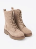 Stylish Beige Worker Boots with Round Toe