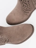 Dark beige cut-out ankle boots in cowboy style