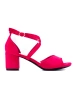 Pink Suede Block Heel Sandals - Potocki Collection