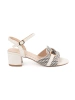 Women's white sandals on a medium block heel