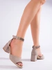Charming Beige Low Block Heel Sandals
