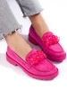 Pink Suede Loafers with Sparkling Crystals