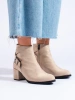 Suede Block Heel Ankle Boots by T. Sokolski in Beige