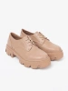 Beige Lace-up Loafers on Platform