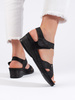 Black Wedge Velcro Sandals