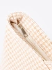 Beige and white checkered beach bag