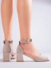 Charming Beige Low Block Heel Sandals