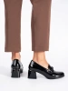 Chic Black Heeled Loafers