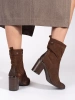 Brązowe skórzane botki damskie na słupku Sergio Leone