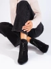 Suede Black Block Heel Ankle Boots