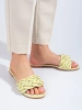 Chic Lime Slide Sandals with Chain Accent