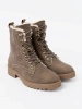 Stylish dark beige boots with thick sole