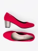 Red Women's Pumps on a Silver Column Heel
