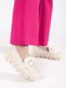 Light beige wedge loafers