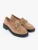 Beige Moccasins with Gold Chain