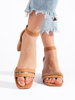 Charming Brown Suede Block Heel Sandals