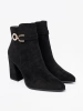 Elegant Black Ankle Boots with Jewelry Accent