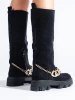 Black boots with a gold chain