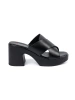Black block heel mules