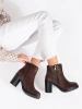 Chic Brown Heeled Ankle Boots with Zipper