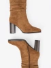 Caramel Ankle Boots with Ruched Upper and Heel