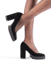 Black Suede Block Heel Pumps